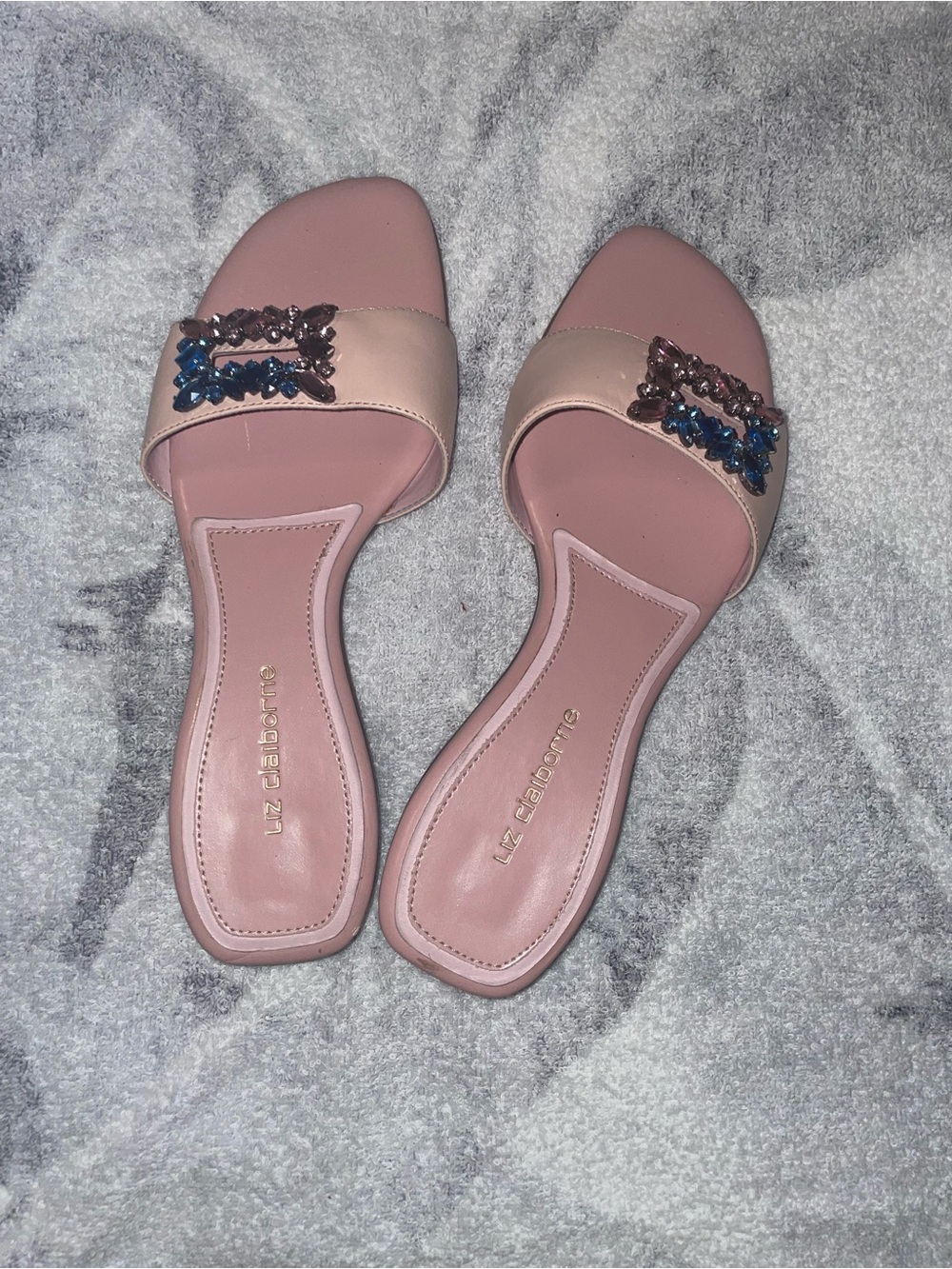 Liz Claiborne Pink Jeweled Slide on Sandal